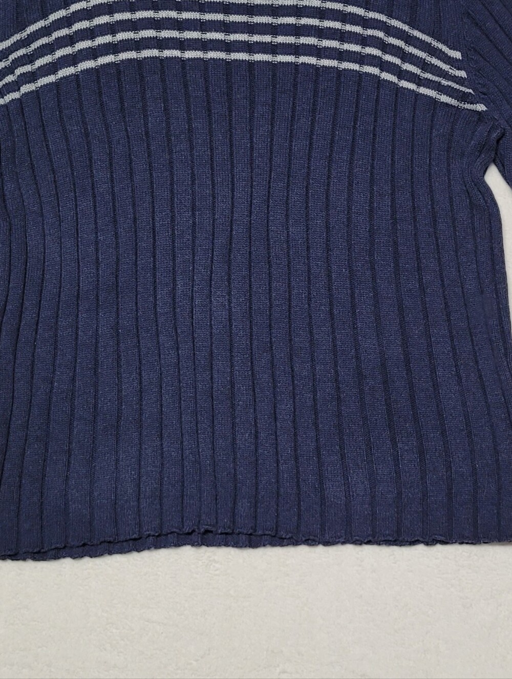 Vintage Y2K Old Navy Blue Wide Ribbed Four Stripe Crewneck Unisex Sweater XL - Picture 4 of 8